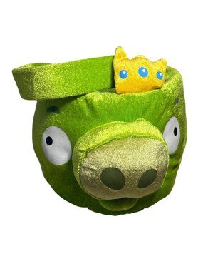 Angry Birds Green Pig Plush Basket With Crown Rovio 2013  NWOT